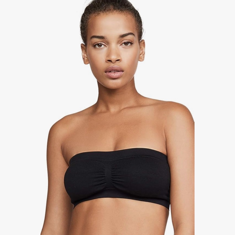FASHION FORMS Black Bandeau Bando Strapless Bra Crop Tube Top